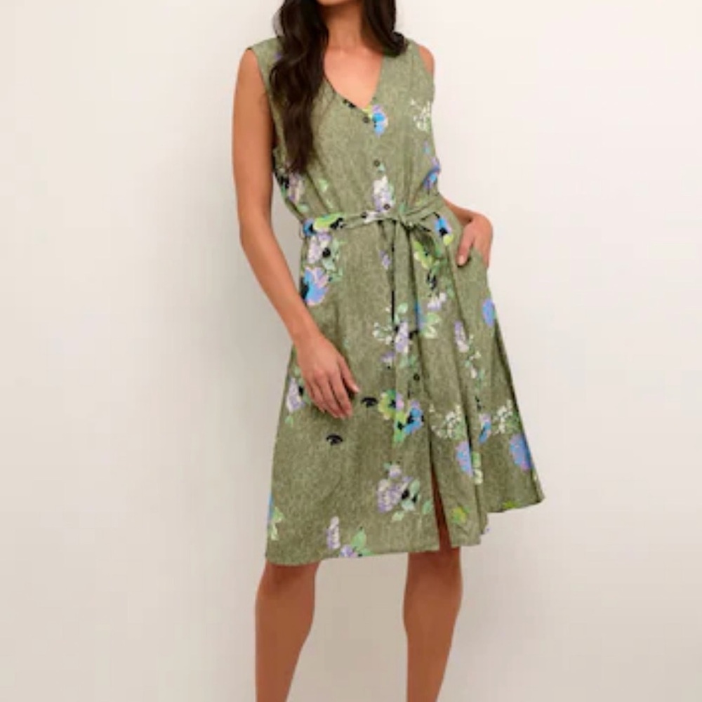 CREAM Rosalina dress - Floral Green Sleeveless viscose - 34